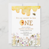 スイートトゥビーワンカワイハニーガールファースト誕生日 招待状 (正面)