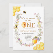 スイートトゥビーワンカワイハニーガールファースト誕生日 招待状 (正面)