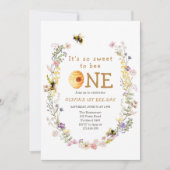 スイートトゥビーワンカワイハニーガールファースト誕生日 招待状 (正面)