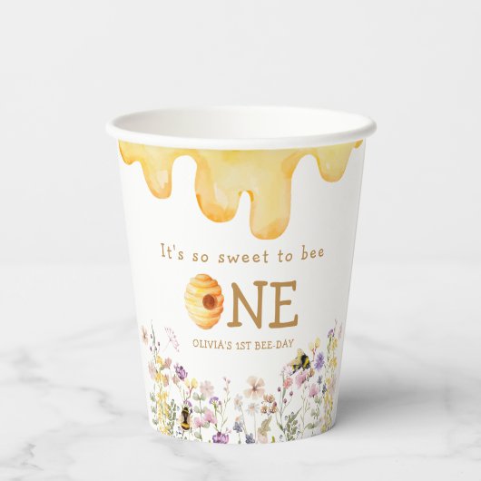 スイートトゥビーワンカワイハニーガールファースト誕生日 紙コップ (裏面)