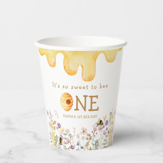 スイートトゥビーワンカワイハニーガールファースト誕生日 紙コップ (正面)