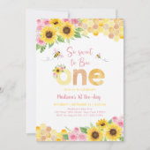 スイートトゥビーワンピンクフローラひまわり誕生日 招待状 (正面)
