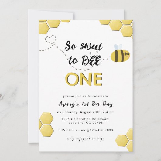 スイートトゥビーワン誕生日かわいい 招待状 (正面)