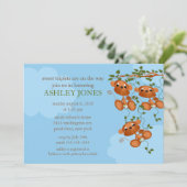 スイートトリプレットベビーモンキーベビーシャワー 招待状 (スタンド正面)