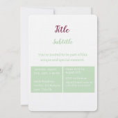 スイートトリリウムボタニカルプリント招待状 招待状 (裏面)