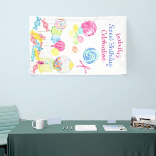 スイートトリーツキャンディガール誕生日棒つきキャンデー 横断幕 (トレードショー)