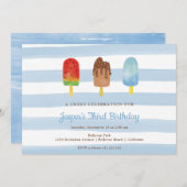 スイートトリーツブルーボーイズバースデーパーティー 招待状 (正面/裏面)