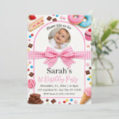 スイートトリーツ 写真 1歳の誕生日パーティー 招待状 (スタンド正面)