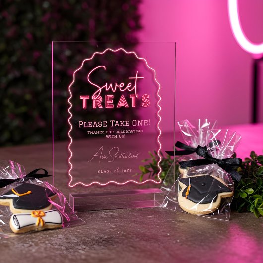 スイートトリートウェイクアーチピンクネオン卒業パーティー アクリルサイン
