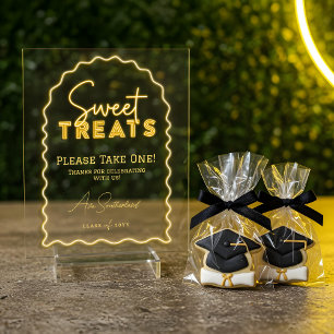 スイートトリートウェーブアーチイエローネオン卒業パーティー アクリルサイン