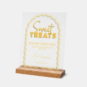 スイートトリートウェーブアーチイエローネオン卒業パーティー アクリルサイン (傾斜)