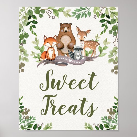 スイートトリートウッドランドフォレストベビーシャワーの好意 ポスター (正面)