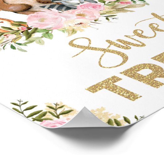 スイートトリートガールウッドランド赤ちゃんシャワー装飾 ポスター (角)