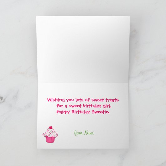 スイートトリートガール誕生日グリーティングカード カード (内部)