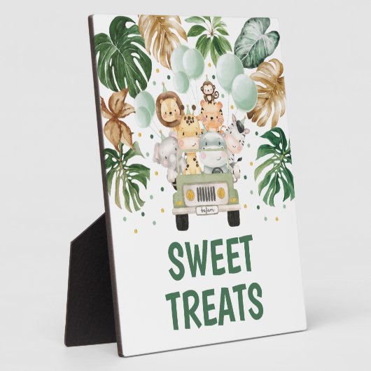 スイートトリートトロピカルサファリアニマルズパーティー標識 フォトプラーク (側面)