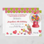 スイートトリートバースデーパーティーの招待 招待状 (正面/裏面)