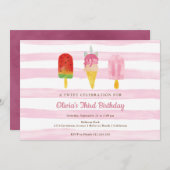 スイートトリートピンクガールズバースデーパーティー 招待状 (正面/裏面)