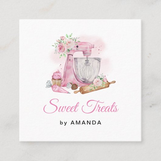 スイートトリートピンクサンキュー スクエア名刺 (正面)