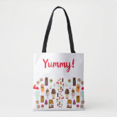 スイートトリートフードキャラクター漫画トート トートバッグ (正面)