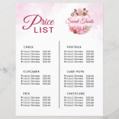 スイートトリートベーカリー価格表 (正面)