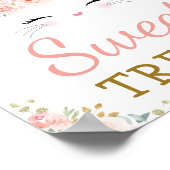 スイートトリートメント/かわいいバニーラビット赤面金ゴールドフローラ ポスター (角)