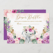 スイートトロピカルボホエレファントベビーおむつラッフル エンクロージャーカード (正面/裏面)