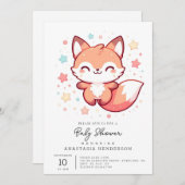 スイートドリーミーキツネベビーシャワー 招待状 (正面/裏面)