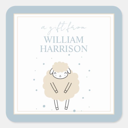 スイートドリームカウントシープベビーギフト スクエアシール (正面)