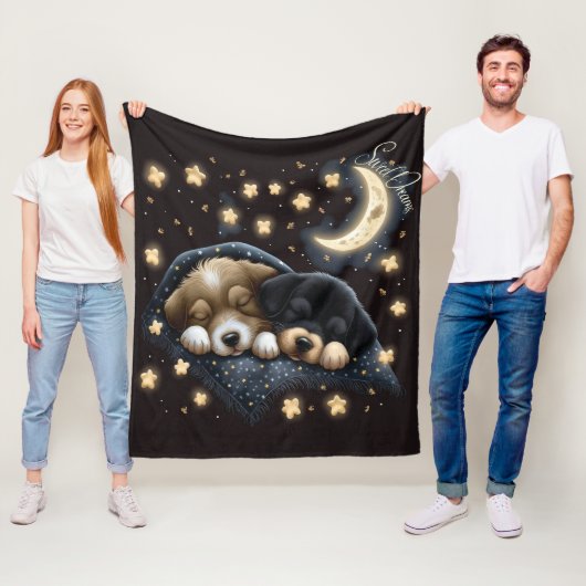 スイートドリームカワイイデザイン子犬 フリースブランケット (インサイチュ)