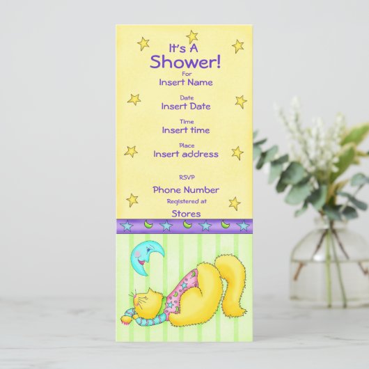 スイートドリームズキャットベビーシャワー招待状 招待状 (スタンド正面)