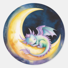 スイートドリームズドラゴンと半月のベビーシャワー ラウンドシール