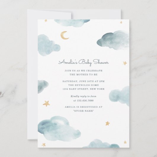 スイートドリームズベビーシャワー招待状 招待状 (正面)