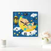 スイートドリームズベビーバニー スクエア壁時計 (ホーム)