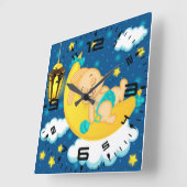 スイートドリームズベビーバニー スクエア壁時計 (傾斜)