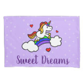 スイートドリームズユニコーン薄紫ハートピローケース 枕カバー (正面)