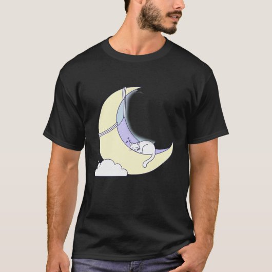 スイートドリームフェリネ:ミニマリスト猫の睡眠 Tシャツ (正面)