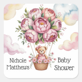 スイートドリームベビーガールシャワー スクエアシール