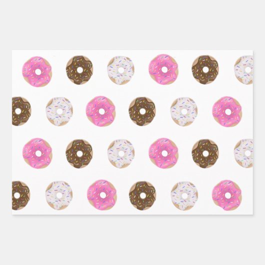 スイートドーナツかわいい誕生日バレンタインデー ラッピングペーパーシート (正面3)