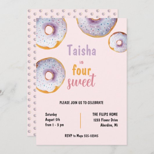 スイートドーナツウォーターカラーイラストレーション (正面/裏面)