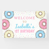 スイートドーナツ振りかける誕生日ウェルカムバックドロップ 横断幕 (横)