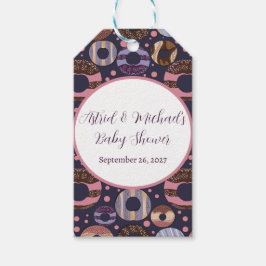 スイートドーナツ紫色の女の子ベビーシャワー ギフトタグ