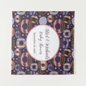 スイートドーナツ紫色の女の子ベビーシャワー タペストリー (正面(横))