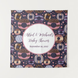 スイートドーナツ紫色の女の子ベビーシャワー タペストリー