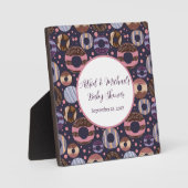 スイートドーナツ紫色の女の子ベビーシャワー フォトプラーク (正面)