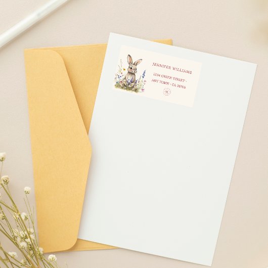 スイートニュートラルバニーフローラベビーシャワーアドレス ラベル