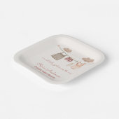 スイートニュートラルピンクボホベビーガール服シャワー ペーパープレート (傾斜あり)