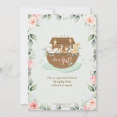 スイートノアズアークピンクフローラガールベビーシャワー 招待状 (裏面)