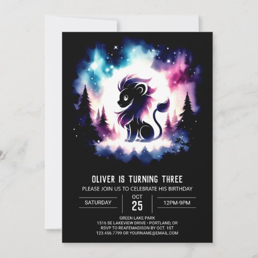 スイートハッピーライオン誕生日 招待状 (正面)