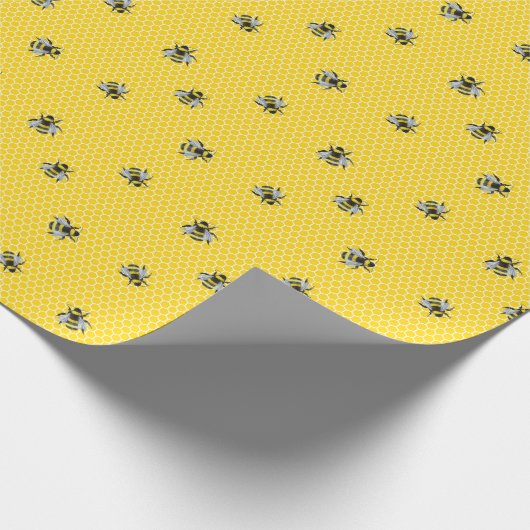 スイートハニカムビーイエローベビーシャワー誕生日 ラッピングペーパー (角)