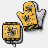 スイートハニービーオーチャーブラック 鍋つかみ&鍋敷きセット (正面/裏面)